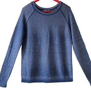 Vince Metallic Blue Crewneck Viscose Linen Sweater